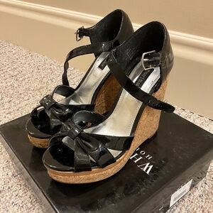 WHBM Black Cork Espadrilles